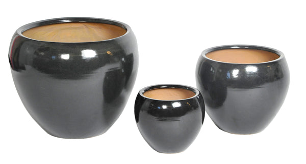 Grace Bowl Pot Shiny Black S3 D19/38H16.5/31