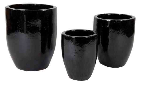 Glazed Egg Vase Shiny Black S3 D35/54H44/67