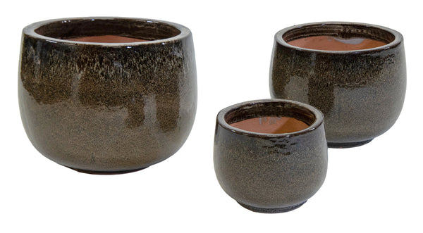 Glazed Pot Bowl Falling Brown S3 D27/53H18/38