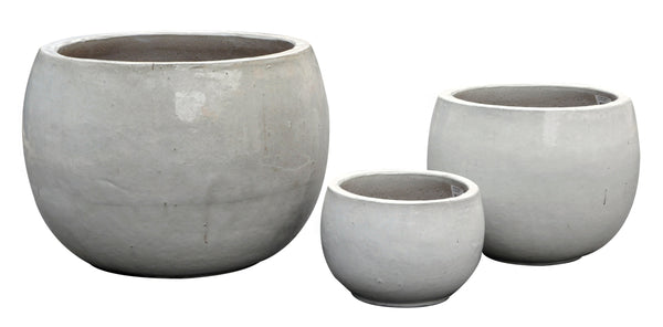 Glazed Pot Bowl White S3 D27/53H18/38